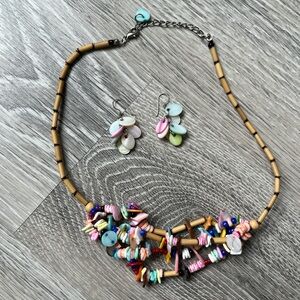 Colourful Y2K Beaded Necklace and Earrings Set
